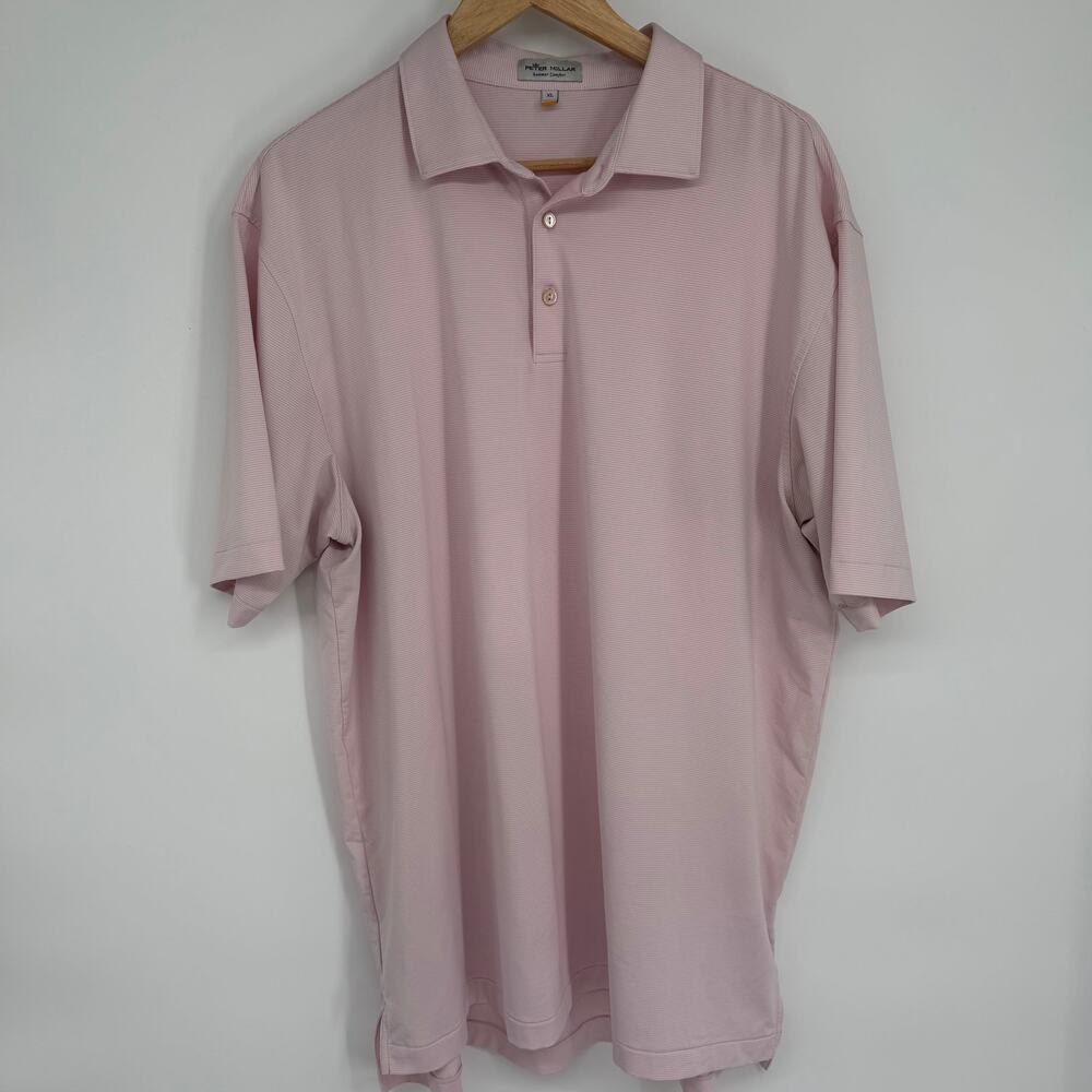 Peter Millar Polo Summer Comfort Men’s XL Pink Stripes Golf Outdoor Active
